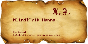 Mlinárik Hanna névjegykártya